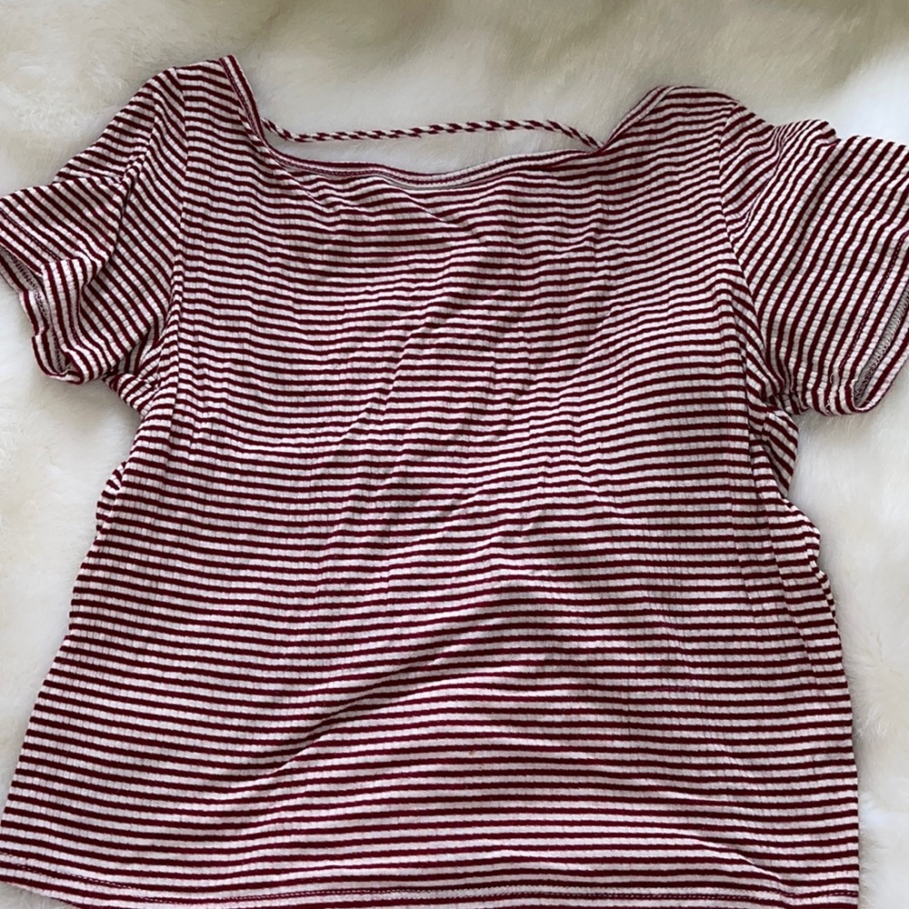 red and white stripe crop top